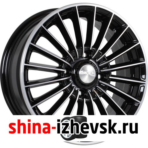 Колесный диск СКАД Веритас 5.5xR14 4×100 ET43 DIA67.1 черный глянцевый с полированной лицевой поверхностью в Ижевске